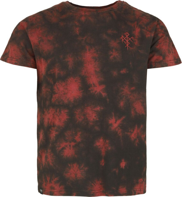 T-skjorte - Pagan Roots Brodert T-skjorte med Vasket Finish - S til XXL - Herrer - svart-rød