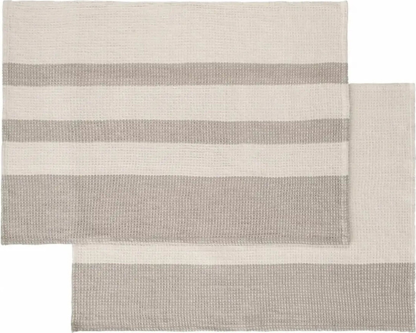 Set Of 2 Tea Towels - 70 X 50 Cm - Gano - Moonbeam/ Mourning Dove - Beige - ONE SIZE