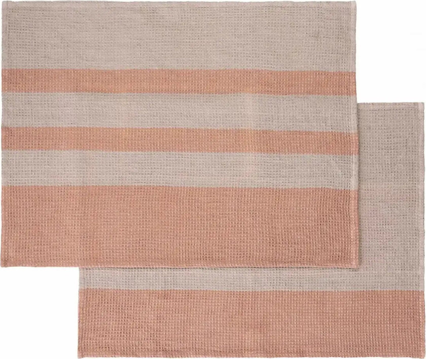 Set Of 2 Tea Towels - 70 X 50 Cm - Gano - Mourning Dove/ Cedar Wood - Pink - ONE SIZE
