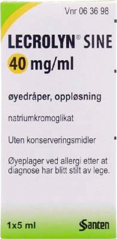 Sine Øyedråper ved allergi, 1 x 5 ml.