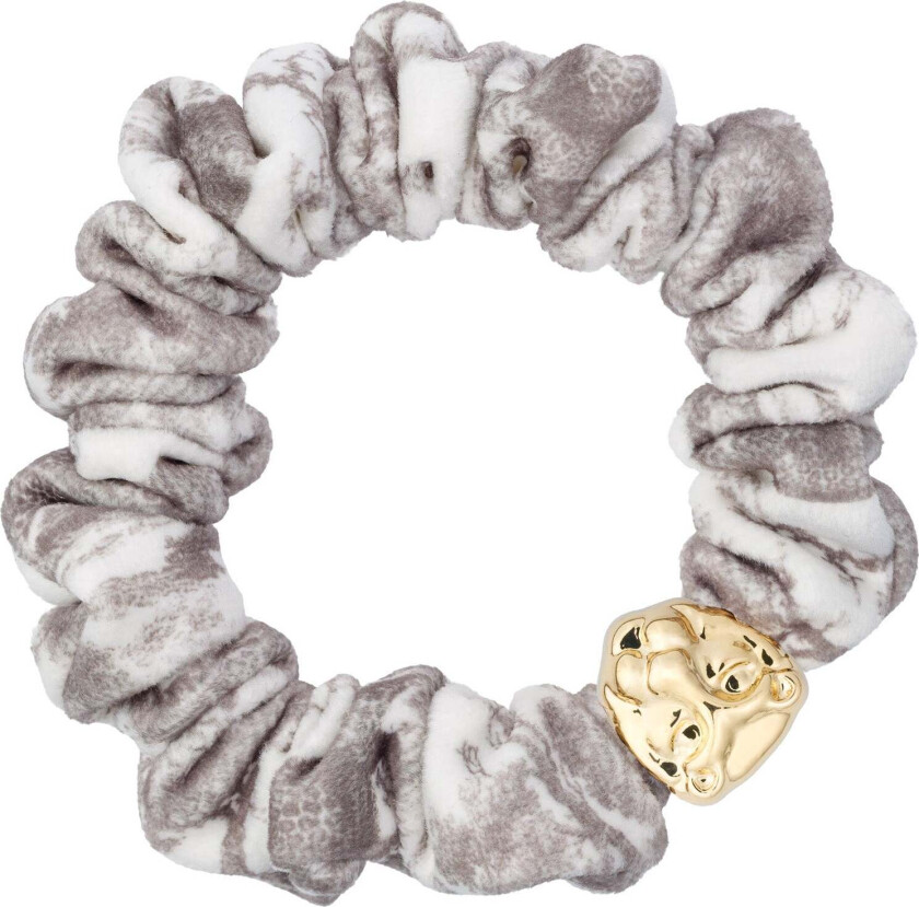 Velvet Mini Scrunchie Warm Taupe Savannah Pattern - 1 pcs