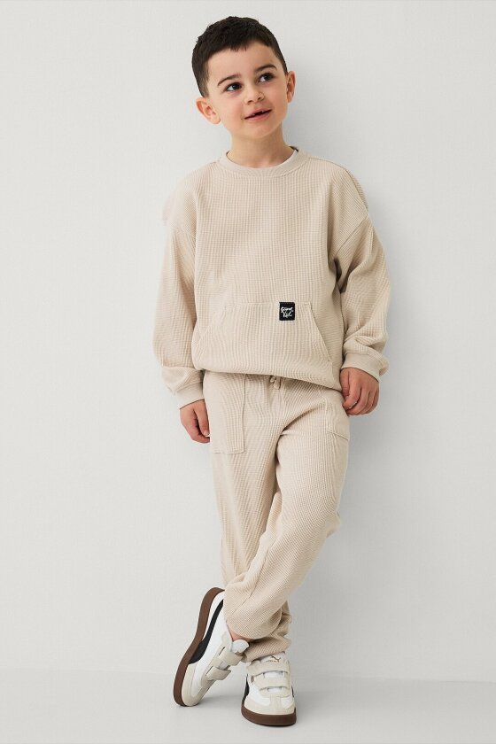 Sweatpants med vaffelstruktur - Natur