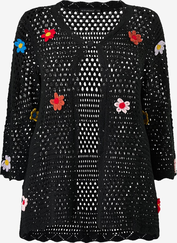 Kardigan smaya Knit Cardigan With Flowers - Svart