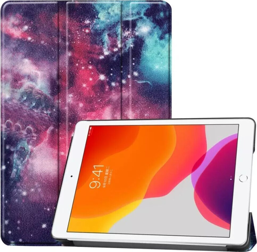 iPad 10.2" (2021 / 2020 / 2019) Tri-Fold Flip Deksel I Skinn - Galaxy