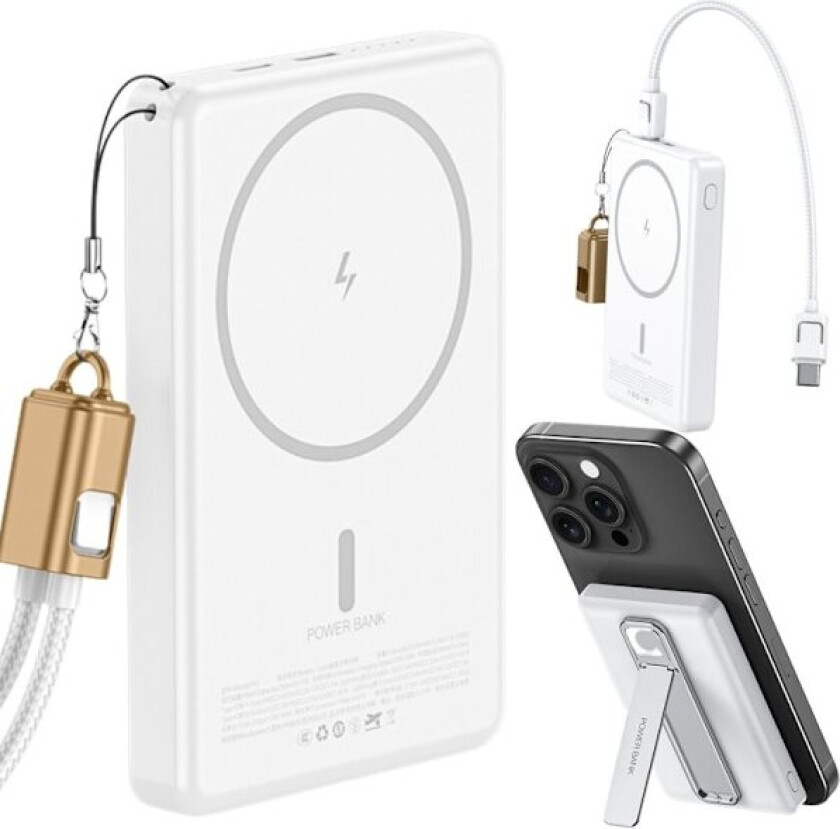 Powerbank trådlös snabbladdning 5000 mAh USB-C lightning 20W