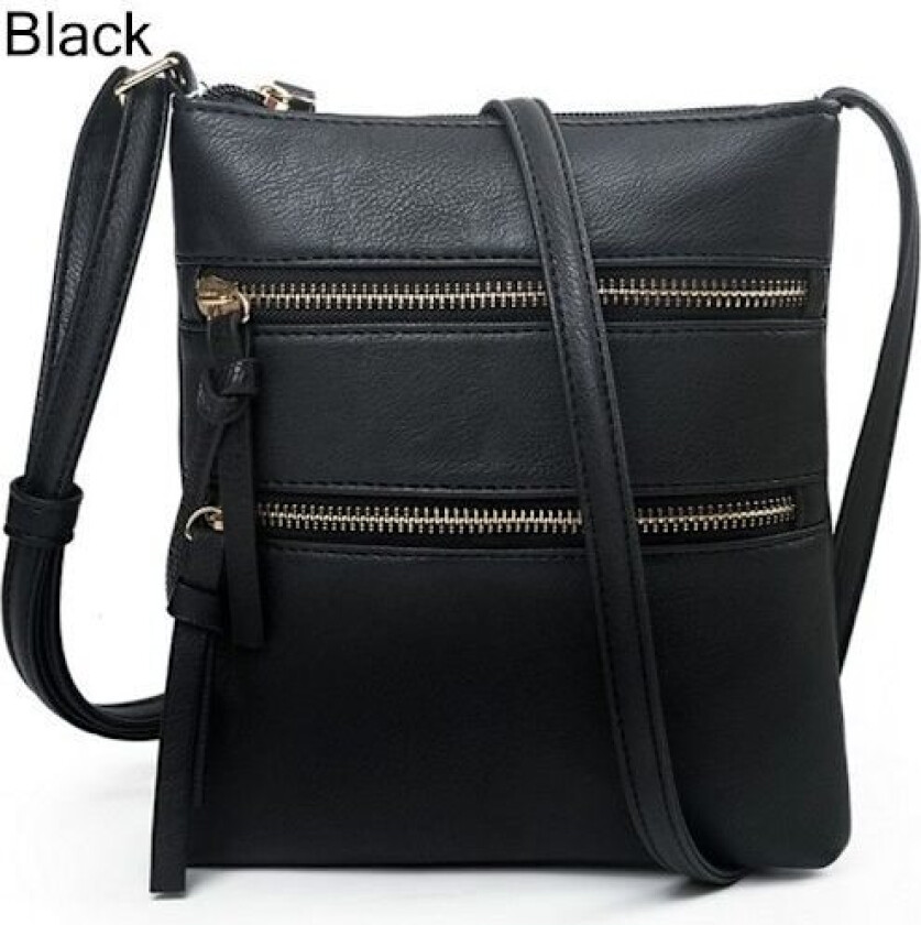 Crossbody-veske for kvinner Glidelås SVART Svart