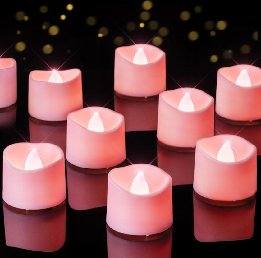24-pakning Flammeløse LED-telys Batteridrevet, for Votiv, Jubileum, Bryllupsborddekorasjon, Begravelse, Halloween, Jul Varmhvit Glød, Hvit Base