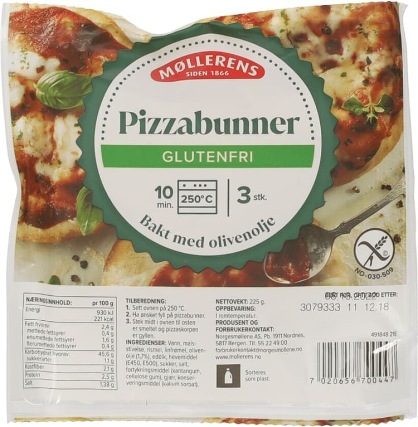 Pizzabunner Mini glutenfri 3stk 225g