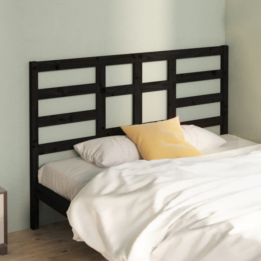 Sengegavl svart 156x4x104 cm heltre furu