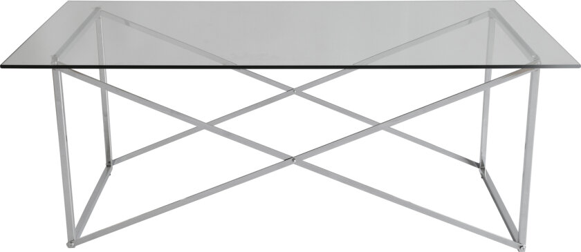 Cross salongbord - glass/sølv glass/metall, rektangulært (120x65)