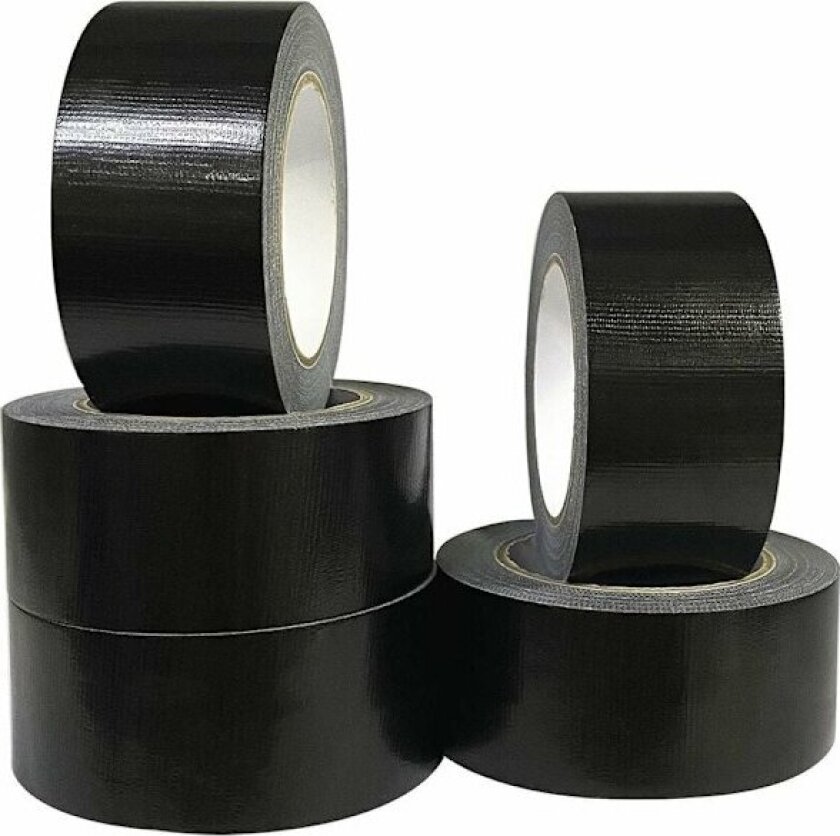 Bilde av 5-pakning svart stofftape 220 Micron x 50 mm x 20 m, svart gaffatape, amerikansk tetningsreparasjonstape, kraftig gaffateip, bred svart kraftig tape
