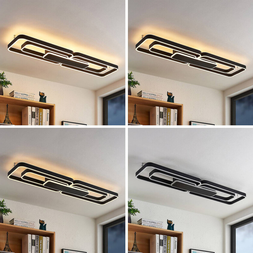 Kadira LED-taklampe, 120 cm, svart