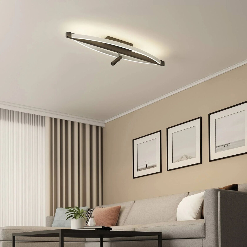 Matwei LED-taklampe, oval, nikkel