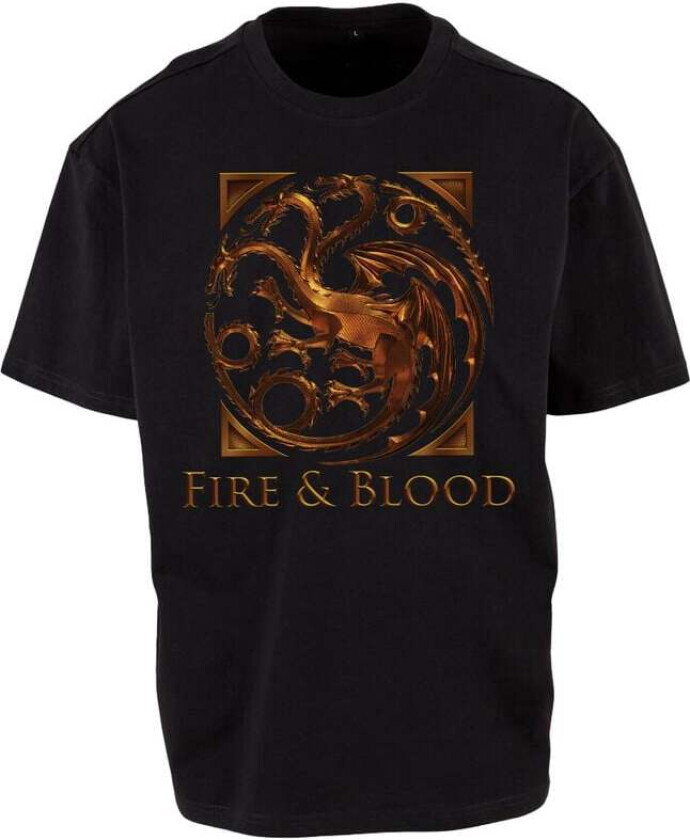 T-skjorte - House of the Dragon - Fire & Blood Metal Emblem - M til 3XL - Herrer - svart