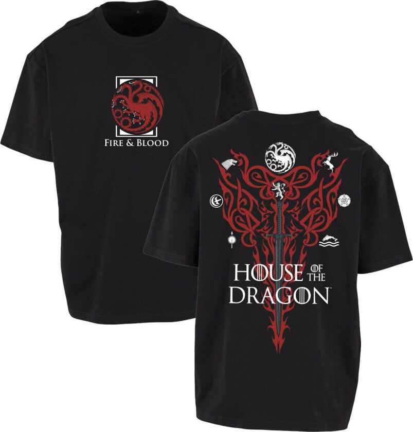T-skjorte - House of the Dragon - Fire & Blood Houses Emblems - M til 3XL - Herrer - svart