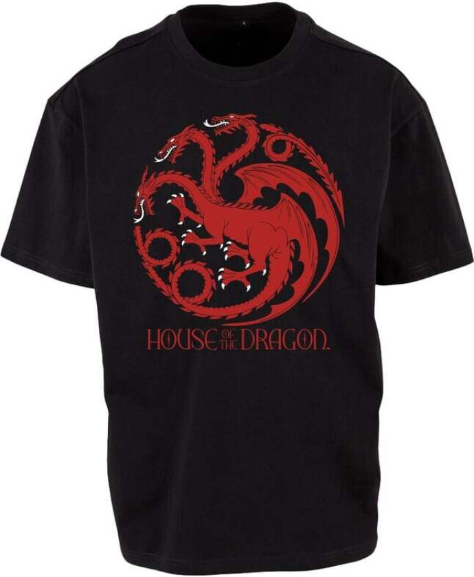 T-skjorte - House of the Dragon - Red Three Headed Dragon Emblem - M til 3XL - Herrer - svart
