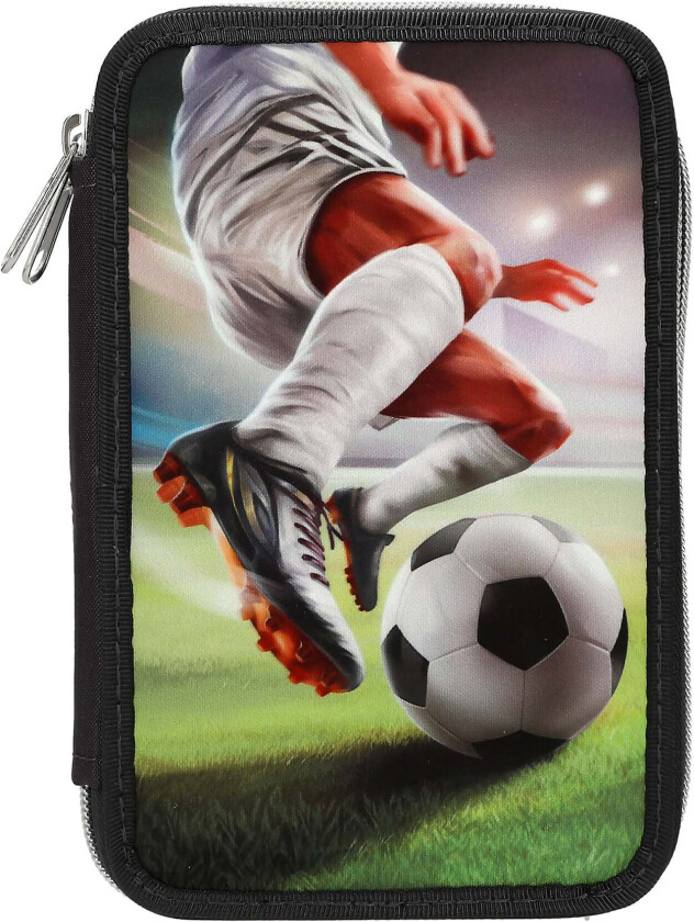Action World Double Pencil Case Football - Dark Grey
