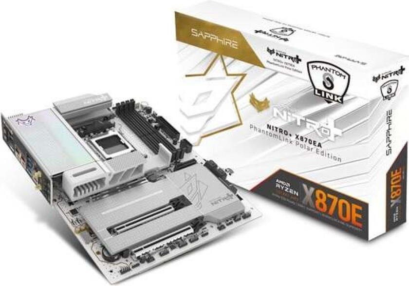Bilde av NITRO+ X870EA PhantomLink Polar Hovedkort - AMD X870E - AMD AM5 socket - DDR5 RAM - ATX