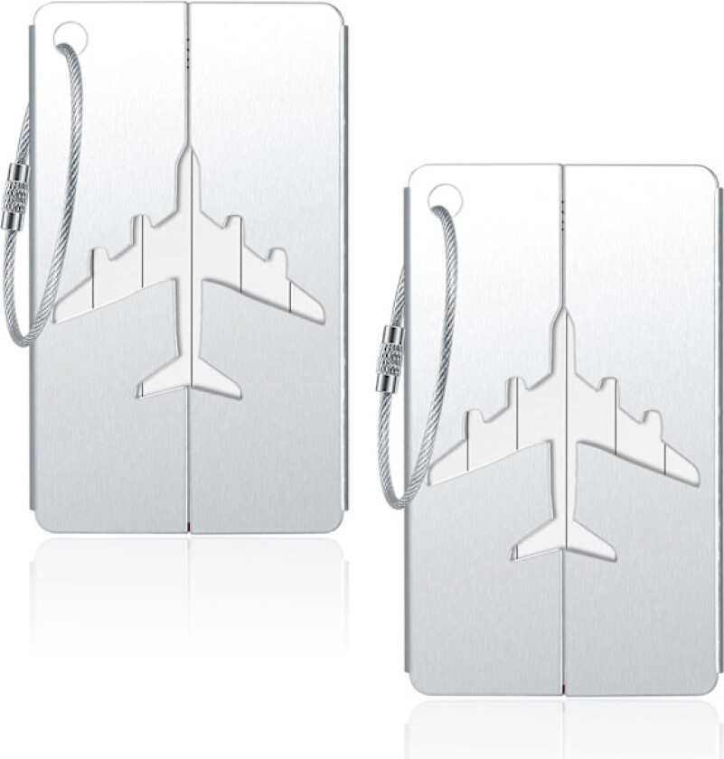 2 stk. bagasjelapper, reise-koffertlapper, bagasjelapper, bagasjemerker, aluminiumsmetall med navne-ID-adressekort for bagasje-kofferter
