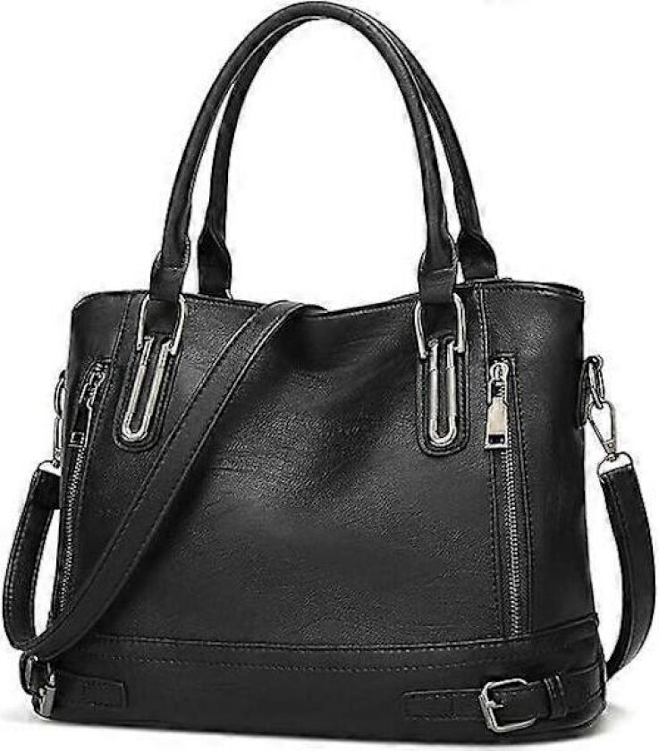 Håndveske i skinn for damer, designerveske med topphåndtak, vintage tote, crossbody-veske, skulderveske, moteklutch for kvinner