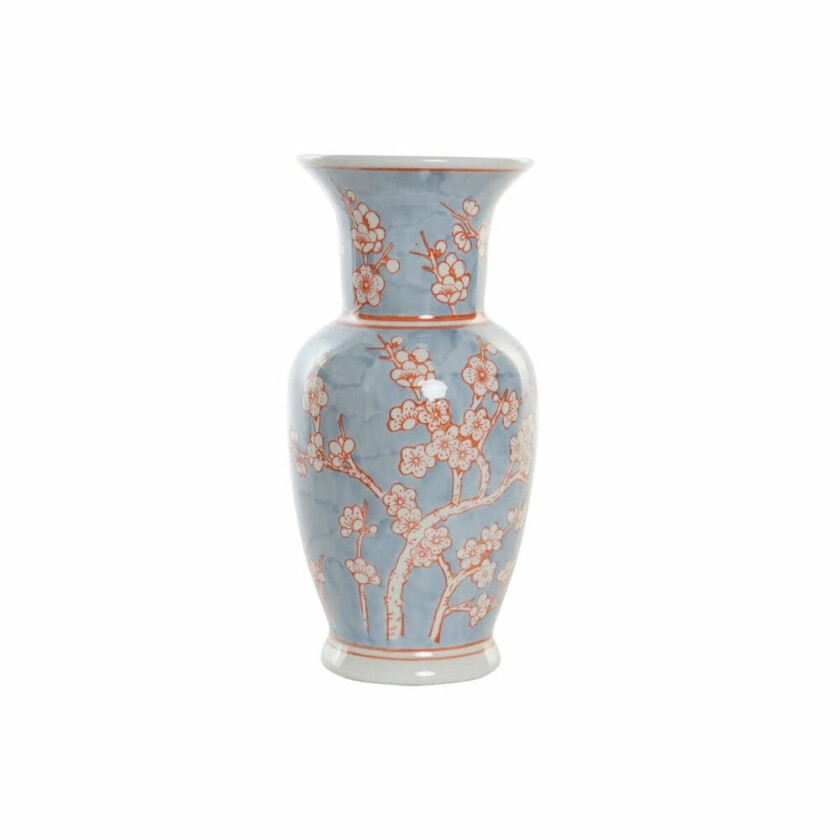 Vase DKD Home Decor 13 x 13 x 31 cm Porselen Blå Oransje Orientalsk