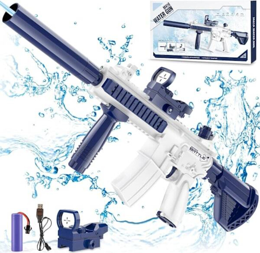 Elektrisk vannpistol, kraftig elektrisk vannpistol, automatisk vannpistol elektrisk Aqua Blaster leker for barn og voksne, utendørs basseng skytespill leker