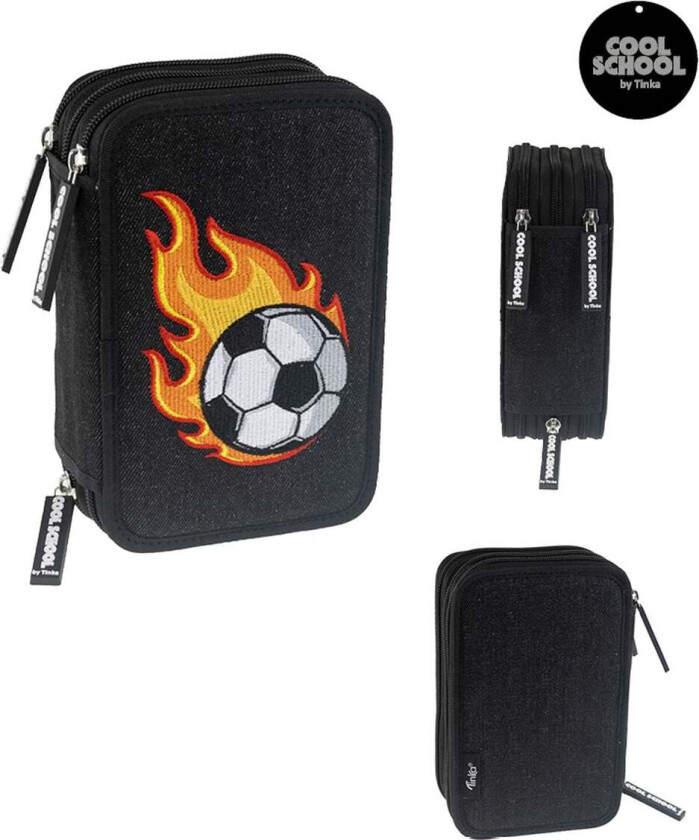 Pencil Case Triple - Flaming Football