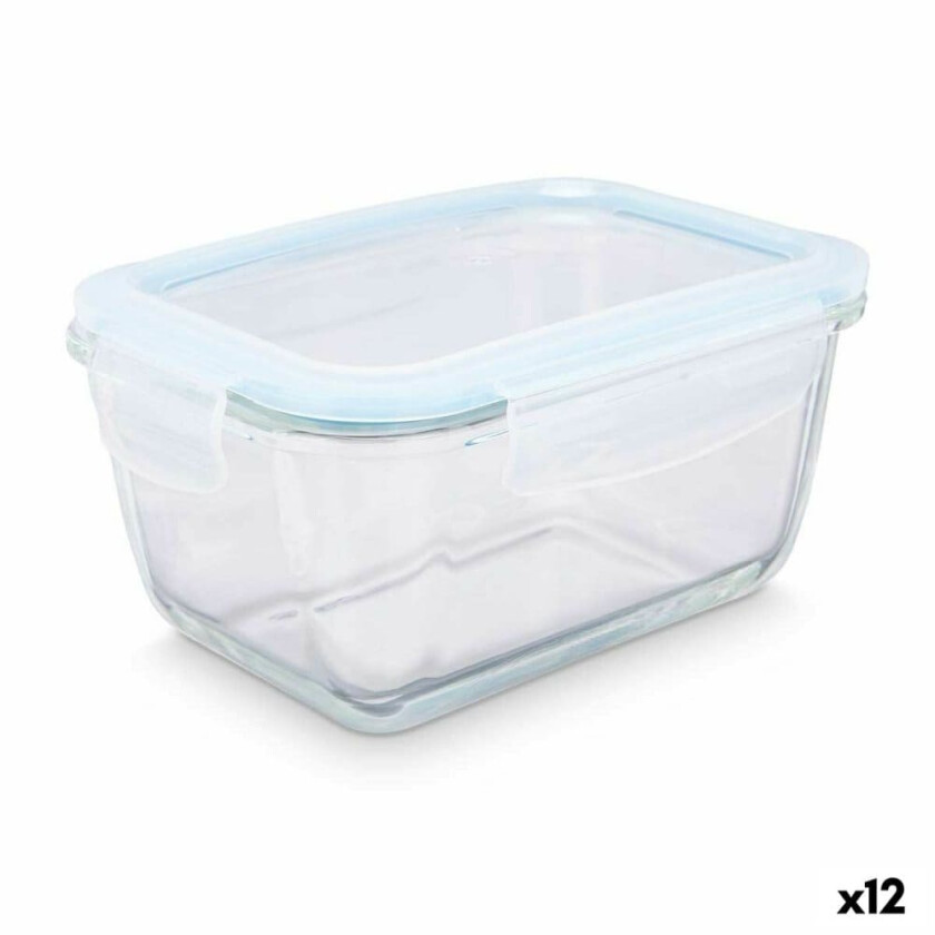 Matboks Gjennomsiktig Silikon Borosilikatglass 950 ml 18 x 8,8 x 13,5 cm (12 enheter)