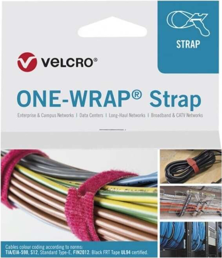 Velcro ONE-WRAP, Frigjørbart buntebånd, Polypropylen (PP), Velcro mappe, Oransje, 200 mm, 13 mm, 100 stykker