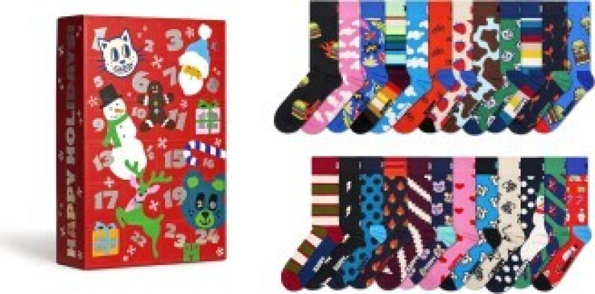 Bilde av Happy Sock Advent Calendar Socks Gift Set 24-pakning