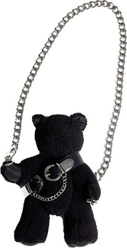 Kvinners Crossbody Bag (Håndveske Svart) Cross Body Bag med Kjede Stropp Dyr Purse Teddy Bear Purse Gotisk Lommebok for Kvinner Jenter