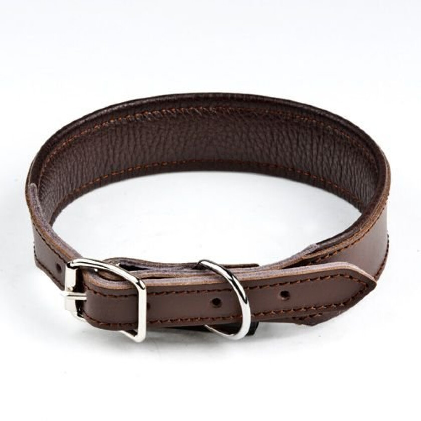 Feel Leather Basic Wide Halsbånd Brun (3,5 x 40 cm)