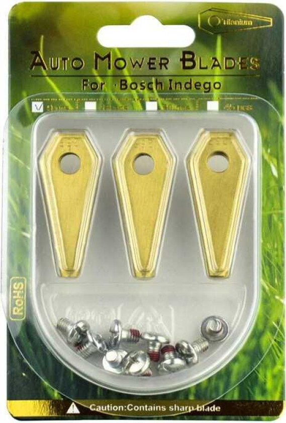 Titanbelagte kniver til  Indego robotgressklipper 9 stk