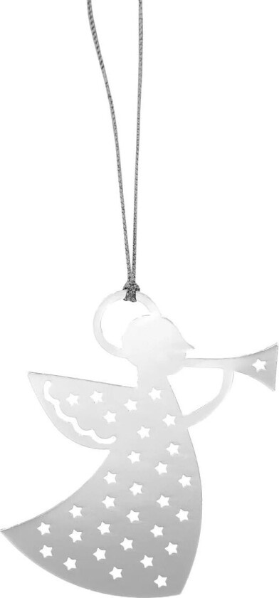 Bilde av Pluto juletrepynt, metall trumpetengel, ssølvfarget