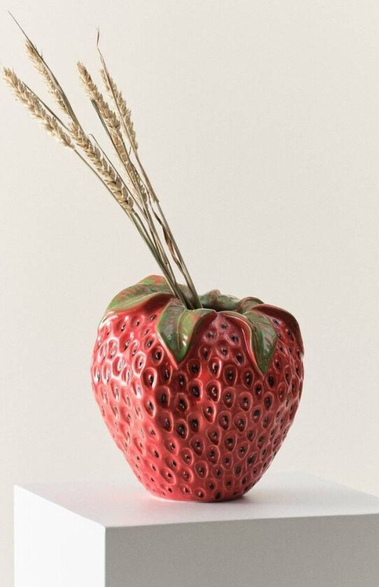 STRAWBERRY vase Rød/grønn