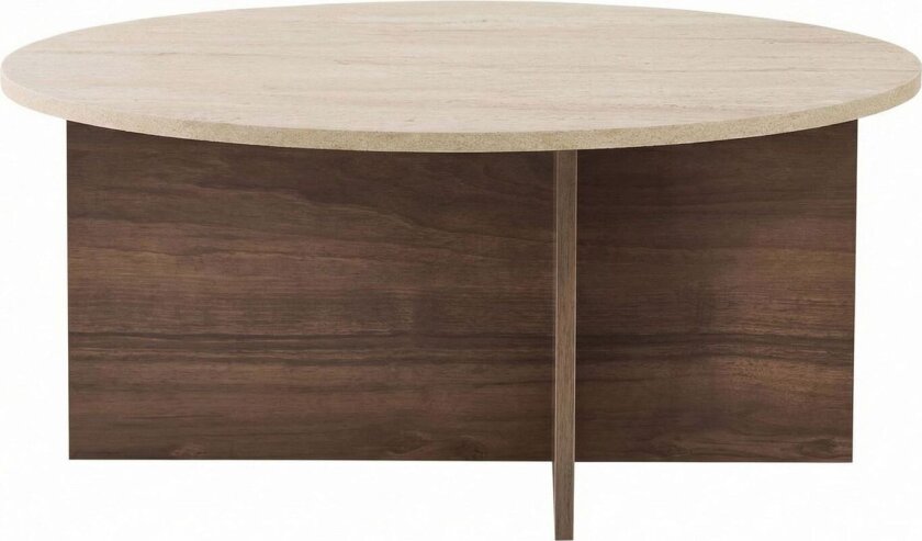 Boro Sofabord 90x40x90 cm - Travertine og Walnut