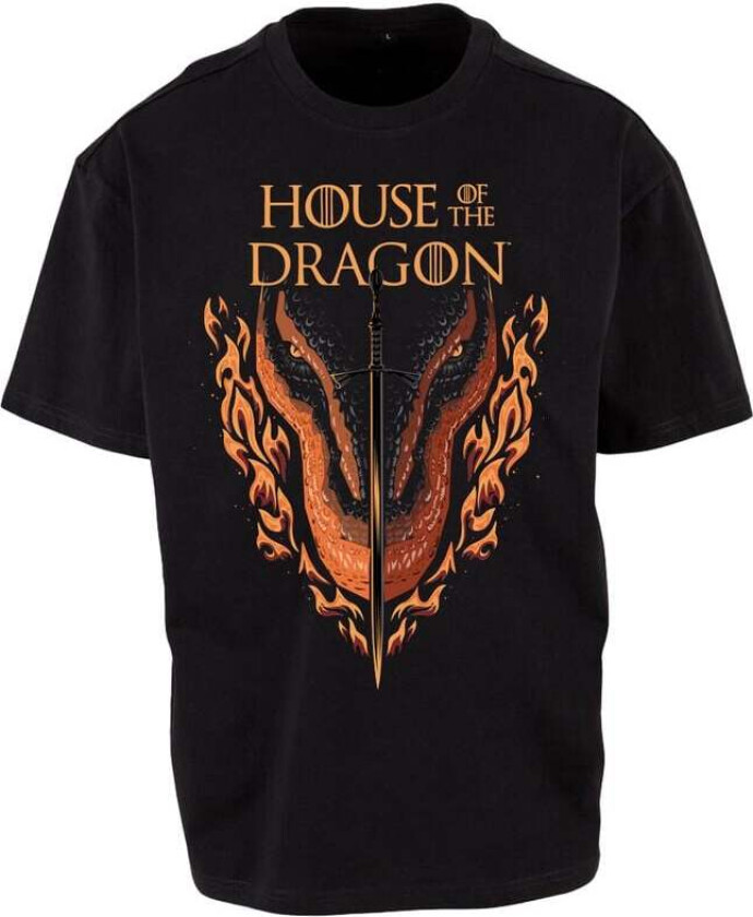 T-skjorte - House of the Dragon - Sword And Dragon Head - M til 3XL - Herrer - svart