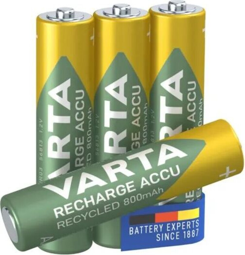 Recharge Recycled AAA-batterier 800 mAh 4-pk