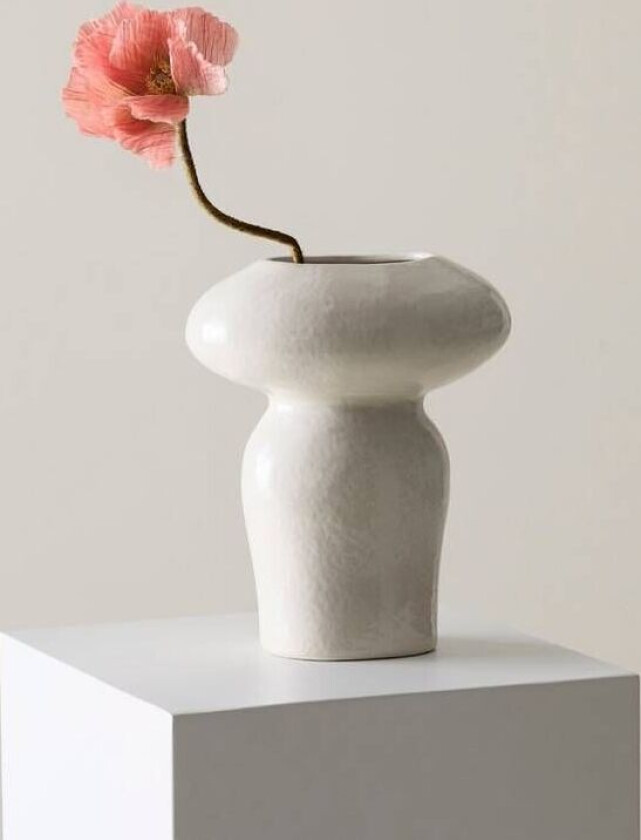 CLINTON vase - høyde 24 cm Naturhvit