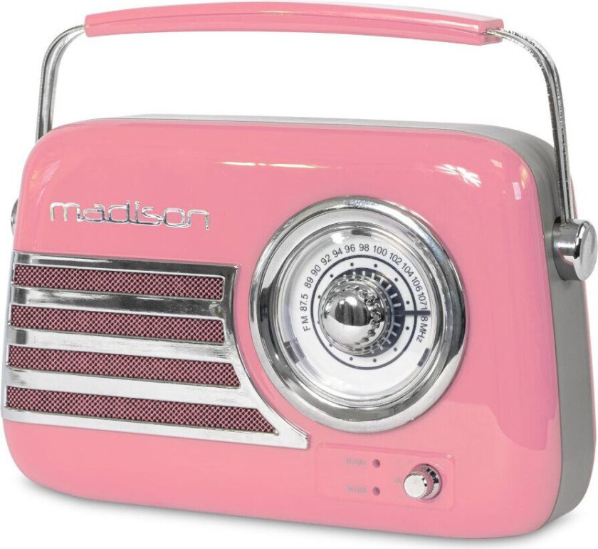 Madison retro radio med Bluetooth og FM (rosa)