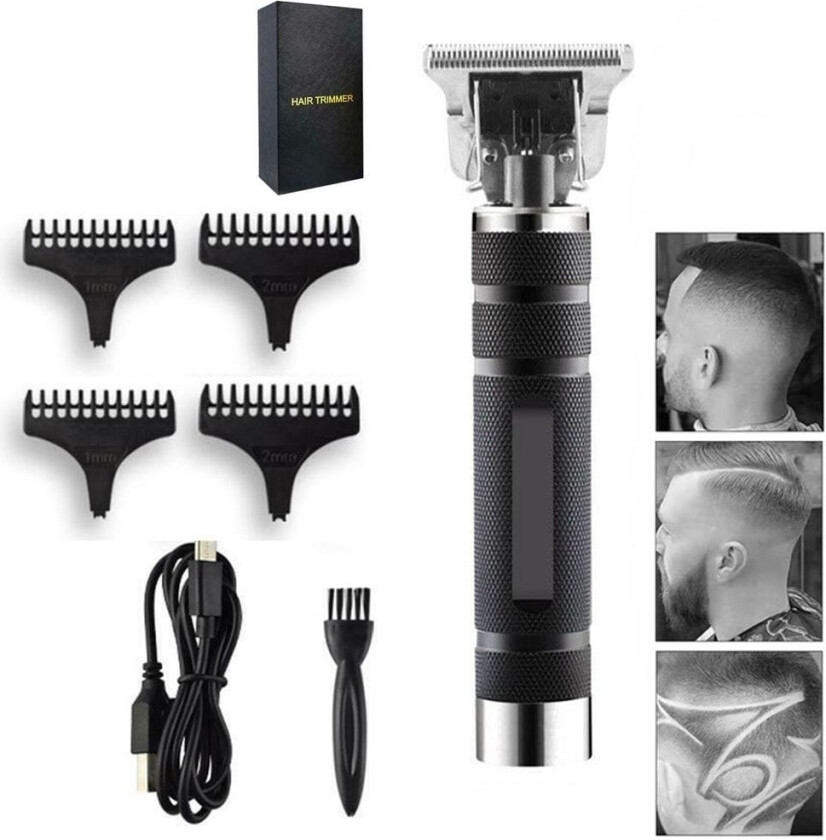 INF Hårklipper, oppladbar med tilbehør, sort