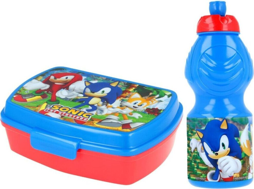 2-Pack Sonic The Hedgehog Knuckles Og Tails Matboks & Pop-up vannflaske