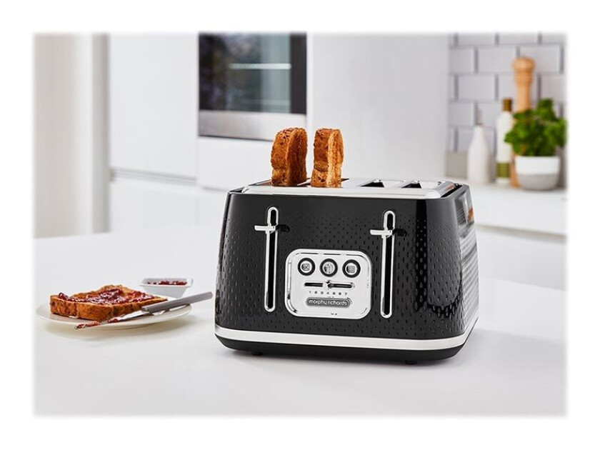 Morphy Richards 243010 brødrister 4 skiver 1880 W Sort, Kromfarget