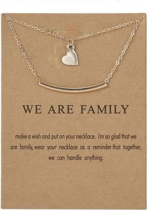 Vi er familie - familie hjertekjede med 18K gullbelagt gavejulegave