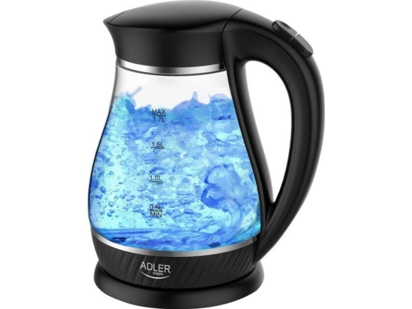 Adler AD 1274, 1,7 l, 2200 W, Gjennomsiktig, Hvit, Glass, Vannivåindikator