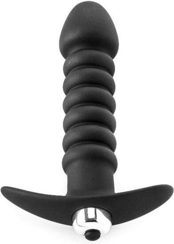 Premium Ribbed Butt Plug With Strong Vibrating Bullet Analplugg med vibrator