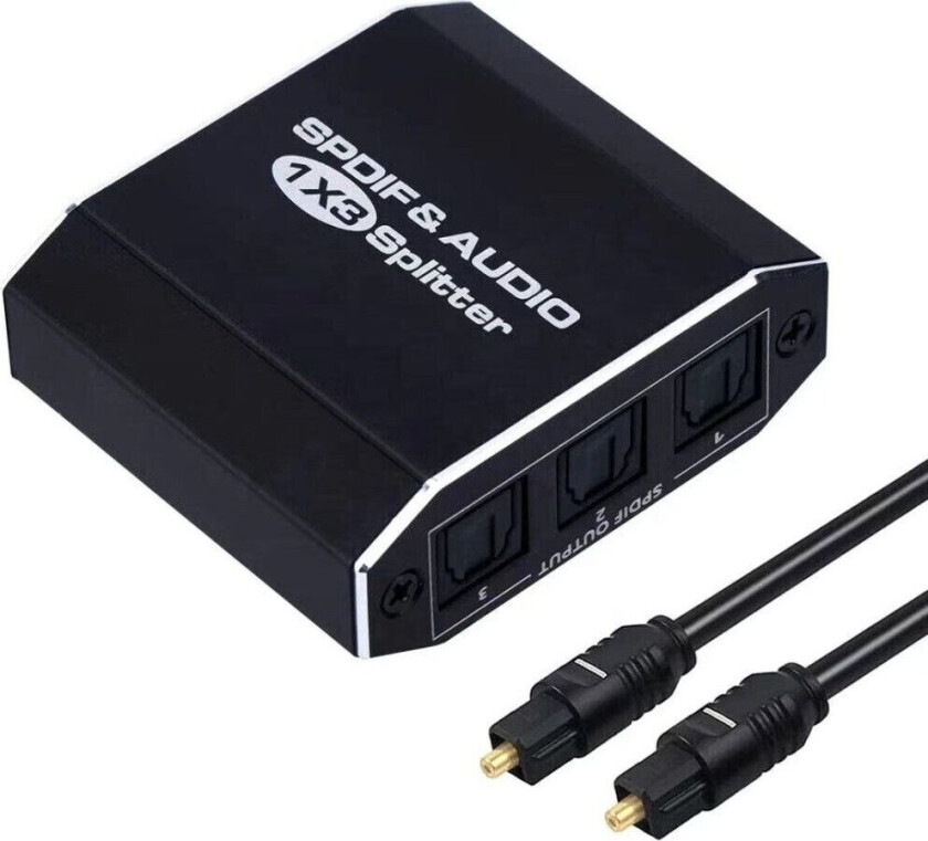 NÖRDIC 1 til 3 Splitter Optisk Audio SPDIF TOSLINK-kabel 1m inkluderer støtte for Dolby Digital DTS 5.1 PCM LPCM