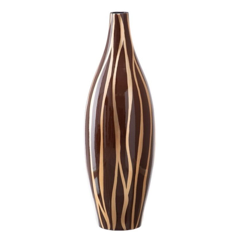 Vase 20 x 20 x 58,5 cm Zebra Keramikk Gyldenbrun