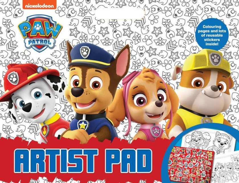 Paw Patrol Artist Pad Coloring Activity Book A3 med gjenbrukbare klistremerker