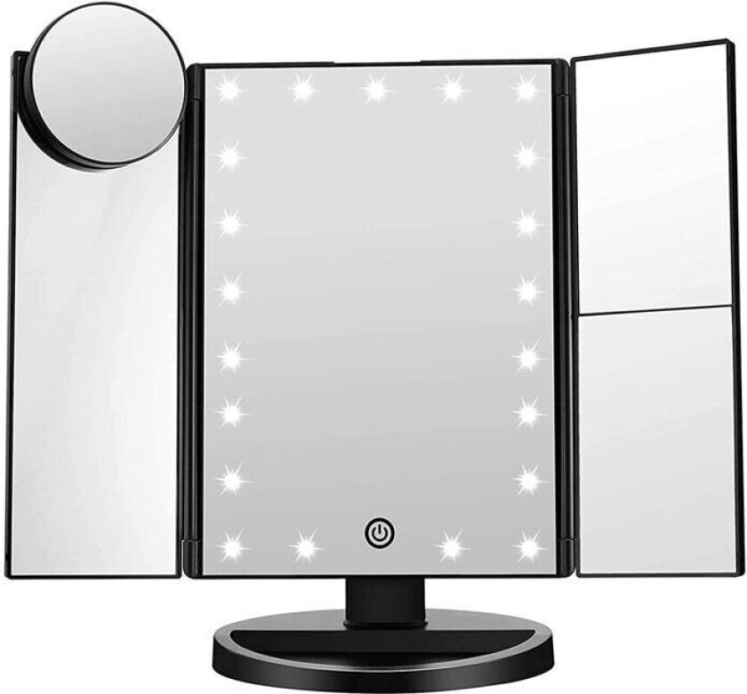 UNIQ LED Trifold Hollywood sminkespeil - Svart